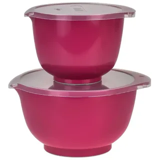 Rosti Margrethe Schüssel Set, Rührschüssel Set, 4-Teilig mit 2 Rührschüsseln und 2 Deckel, Teigschüssel aus Recycelbarem Kunststoff, 1,5 Liter und 3 Liter, Beetroot