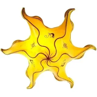 Orientalische Lampe Deckenleuchte Hängelampe marokkanische Deckenlampe Lederlampe STERN Gecko 63 cm, gelb - Gelb