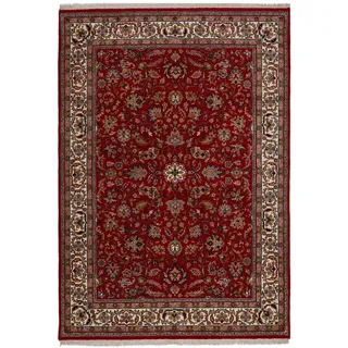 Rug and Roll Orientteppich Indo Isfahan, klassisch, strapazierfähig 140x200 cm , Rot , Textil , Orientalisch , Rechteckig , 140x200 cm , für Fußbodenheizung geeignet , Teppiche und Böden, Teppiche, Orientteppiche