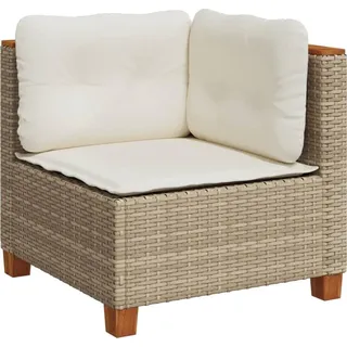 vidaXL Garten-Ecksofa mit Kissen Beige Poly Rattan - Beige
