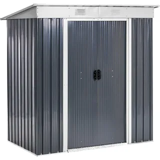 BELIANI Gerätehaus Graphitgrau aus Stahl Wasserdicht Metall Geräteschuppen Gartenschuppen Gartenhaus Outdoor Aufbewahrung Stauraum - Grau, Weiß