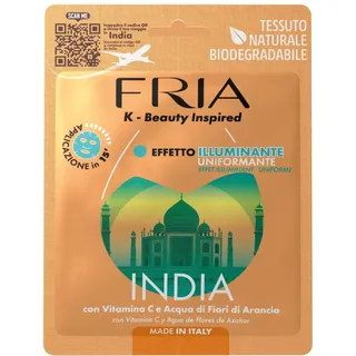 FRIA K-Beauty India Gesichtsmaske mit Vitamin C und Orangenblütenwasser, hautaufhellend und uniformierend, dermatologisch getestet, Packung mit 1 Maske