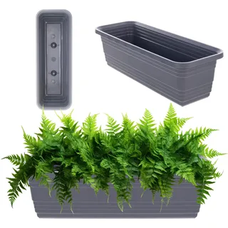 KADAX Blumenkasten 50 cm, Anthrazit – Balkontopf aus Kunststoff, witterungsbeständiger Pflanzkasten, Blumentopf, Geländerkasten für Blumen, Kräuter und Pflanzen