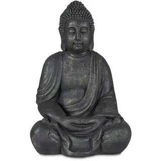 Relaxdays Buddha Figur 70 cm Anthrazit