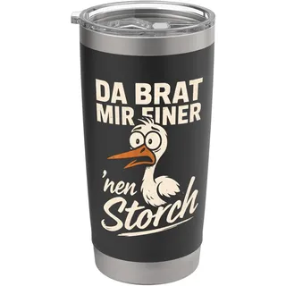 Storch Spruch Lustig Geschenkidee Tier Zitat Wortspiel Doppelwandiger Edelstahl-Thermobecher