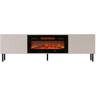 Mirjan24 Tv-Element Aruba 2D 181 mit Kamin , Naturfarben , Holzwerkstoff , Rechteckig,Rechteckig , 181x53x42 cm , Wohnzimmer, TV Möbel, Lowboards, Lowboards stehend