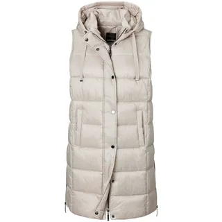 Kurzweste GOLDNER "Lange Steppweste mit Kapuze", Damen, Gr. 42, beige (hellbeige), Obermaterial: 100% Polyamid PA., figurumspielend, Westen Kurzweste, Ohne
