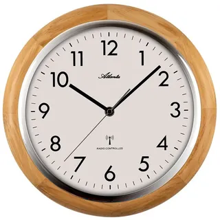 Atlanta Funkuhr 30 cm 03-4536-30 Braun/Silber/Weiß