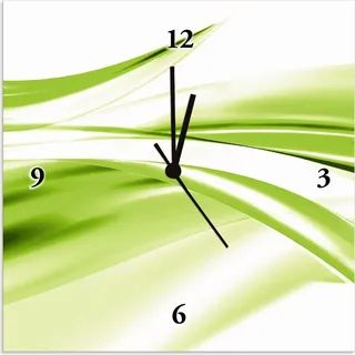 ARTland Wanduhr auf Alu Funkuhr - schwarzer Zeiger Schöne grüne Welle - Abstrakt Größe: 30x30 cm - Grün