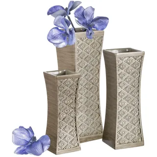 Creative Scents Dublin Silbervasen, 3er-Set, Tafelaufsätze für Esstisch, dekorative Vasen, Heimdekoration, Akzente für Wohnzimmer, Schlafzimmer, Küche, Couchtisch, verpackt in Geschenkbox