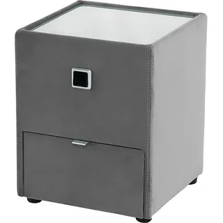 Nachtkonsole JOCKENHÖFER GRUPPE "Lancy", grau (grau 357, 09), B:42,5cm H:53cm T:45cm, Glas, Holzwerkstoff, Sideboards, Nachtkonsole, mit LED-Beleuchtung