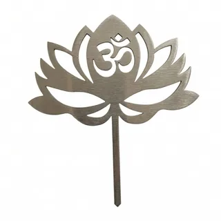 Edelstahl Lotusblume (mit Om-Zeichen) Beetstecker- Edelstahldeko für Beet, Blumentopf - Gartendeko Meditation/Yoga Angebotspreis