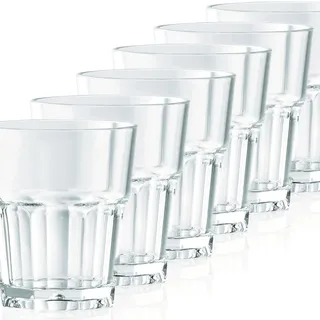Kerafactum Set mit 6 bruchsicheren Schnapsgläsern aus Kunststoff Schnapsglas 4 cl ohne Eichstrich Shots Stamper Gläser Ideal für Camping Partys und Outdoor-Veranstaltungen Optik wie Echtglas