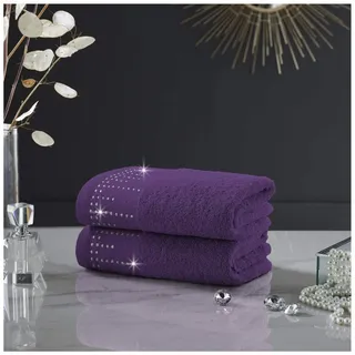 GAVENO CAVAILIA GC Luxuriöses Abington-Set, 100% Baumwolle, weiches und gemütliches Badezimmer-Accessoire, lila, Handtuch, 2 Stück