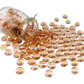 435g (160Psc) Glasperlen Vasenfüller Aquarium Kies Dekor Flaches Glas Marmor Edelsteine Kieselsteine Fischtank Steine Home Dekorative Kunsthandwerk - Champagner