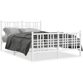 vidaXL Bettgestell mit Kopf- und Fußteil Metall Weiß 120x200 cm - Weiß