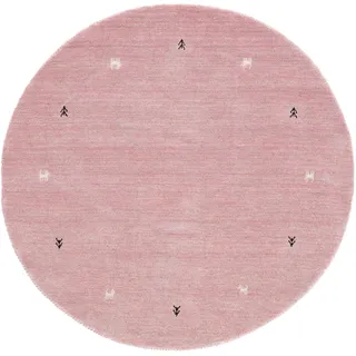 carpetfine Gabbeh Uni Wollteppich Ø 300 cm Rosa