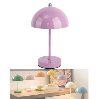 OOWOKS Pilz Tischleuchte Akku Dimmbare Tischlampe Touch Kabellos LED Mushroom Lamp USB Aufladbar Nachttischlampe Ohne Kabel 3000K-6000K Pilz Lampe Tragbare Tisch Lampe mit Batterie für Drinnen,Lila