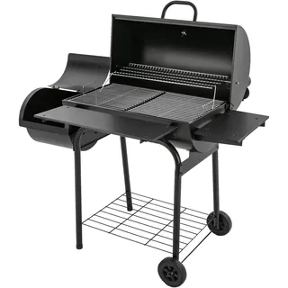 Freistehend Holzkohlegrill,Edelstahl Grillwagen,Smoker Grill,Holzkohlegrill Mit Deckel Und RäDern Holzkohle Grill Grillwagen mit Räder & Abdeckhaube, Profi-Smoker 147 * 70 * 126cm