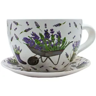 Dekohelden24 Übertopf Tasse 25 x 23 x 14 cm Weiß
