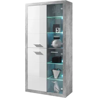 HBZ Highboard 92 x 194 x 37 cm Grau / Weiß