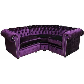 L Förmige Chesterfield Couch Polster Eck Samt Garnitur Stoff Sofa Couchen Lila - Lila