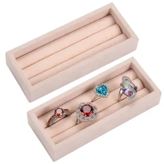 VALYRIA Kleiner Ring-Organizer mit 2 Schlitzen, Samt, Set mit 2 Ohrringen, Präsentationseinlage für Schmuckschatulle, Schublade, Kommode