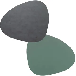 LindDNA Curve Tischset, Leder, Anthrazit/Pastellgrün, 37 x 44 cm