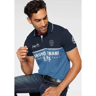Poloshirt BRUNO BANANI, Herren, Gr. 3XL (64/66), blau (blau, marine), Piqué, Obermaterial: 75% Baumwolle, 20% Polyester, 5% Elasthan, bedruckt, bestickt, körpernah, Bündchen, Shirts Poloshirt, Kurzarm, körpernahe Passform, mit Polokragen, Topseller