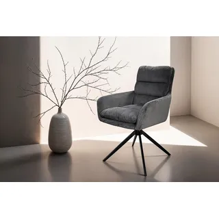 byLIVING Esszimmerstuhl Pura Grob-Cord dunkelgrau 2er Set