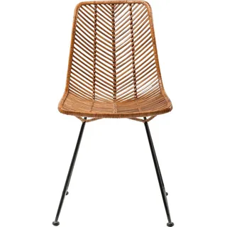 Kare-Design Stuhl , Braun, Schwarz , Holz, Metall , Rattan , Kufe , 44.45x85.73x54.61 cm , Esszimmer, Stühle, Esszimmerstühle