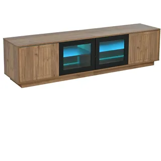 Merax TV Lowboard 180x40x45 cm LED 2 Türen Für 75 Zoll TV Holzoptik