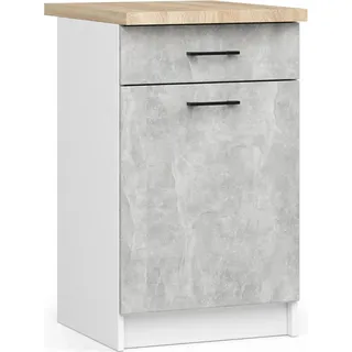 Akord Küchenschrank Oliwia Mit Arbeitsplatte Weiß/Betonoptik 50X46X85 Cm - Weiß, Hellgrau