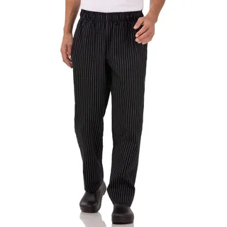 Chef Works Garn Gefärbt Designer Baggy Hose, schwarz und weiß chalkstrip, schwarz/weiß, Medium