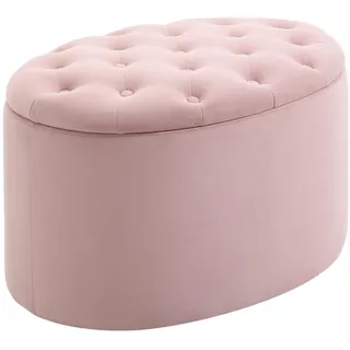 Homcom Hocker mit Stauraum Ovale, Rosa , Kunststoff , 52x42x71 cm, , Wohnzimmer, Sessel, Hocker & Hockerbänke, Sitzhocker