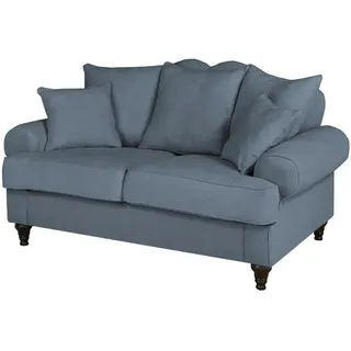 Furn.Design Sofa blau Landhaus, Couch 2-Sitzer 170 cm , Textil , Nachbildung , 170x95x100 cm , Wohnzimmer, Sofas & Couches, Sofas, 2-Sitzer Sofas