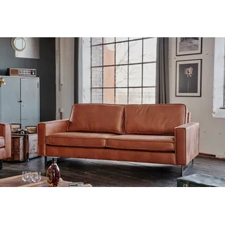 KAWOLA Sofa VILNIUS 3-Sitzer Kunstleder mit Lederanteil cognac