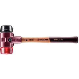 Halder SIMPLEX-Schonhammer, Gummikomposition/Plastik; mit Tempergussgehäuse und hochwertigem Holzstiel | D=60 mm | 3026.060