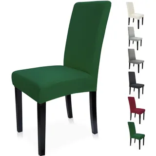 Zindoo Stuhlhussen Dunkelgrün 6er Set Groß Stretch Stuhlbezug mit Unten Vorrichtungen, Abnehmbarer Waschbar Stuhl Hussen für Küche, Esszimmer, Hochzeit, Familiendekoration usw