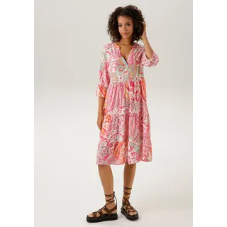 Aniston CASUAL Blusenkleid mit großflächigem Paisley-Druck, wollweiß, pink, mint, orange, salbei, rot
