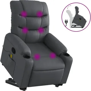 vidaXL Massagesessel Modell 7 Kunstleder 93 x 99,5 x 0 cm Grau mit Aufstehhilfe