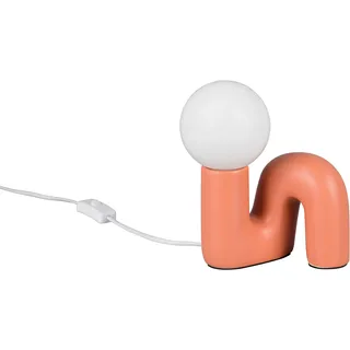 REALITY LEUCHTEN Tischleuchte "QUINN, Keramik Tischlampe m. Glasschirm, ohne Leuchtmittel 1xG9 max5W", apricot, 1, H: 21,5cm, 1 Stk., Leuchten, Design Nachttischlampe, Schreibtischlampe Höhe 22cm, Glas Lampenschirm, Tischleuchte