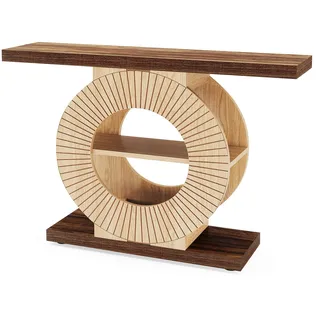 LITTLE TREE Konsolentisch mit 3 Regalen, 100 cm Landhausstil Flurtisch – Massivholz Eingangstisch mit Stauraum für Wohnzimmer, Flur & Schlafzimmer