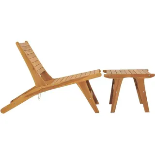 vidaXL Gartenstuhl mit Fußablage Massivholz Teak - Braun