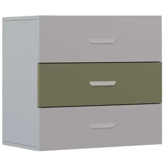 Kleine Kommode LUMI 3S, Stauraumkommode, Schubladen, Sideboard (Cashmiere + Olive) - Olive