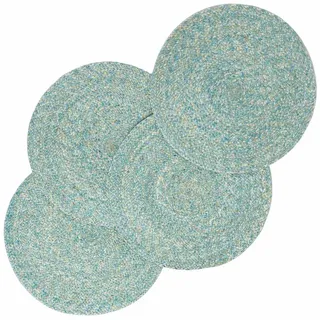 Homescapes Tischset grün im 4er-Set, Platzsets rund geflochten, 40 cm , Grün , Textil , Uni , Rund , 40x40 cm , Oeko-Tex® , Heimtextilien, Wohntextilien, Tischwäsche, Tischsets