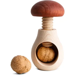 Creative Home Nussknacker Holz | Pilzförmig | 10 x 6 cm | Natürliches Buchenholz | mit Schraubmechanismus | Schraubgewinde | Massiv & Nützlich Nussknack Pilz