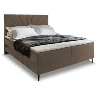 masseno Boxspringbett Muri 160x200 cm mit Matratze und Topper, Polsterbett mit Bettkästen Braun COSMIC 800 - Braun