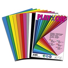 PLAY-CUT Tonpapier A5 in 10 Farben (130g/m2) | 50 Bogen Din A5 Papier zum Basteln Drucken | Dickes Bedruckbares Bastelpapier Set und Druckerpapier | Premium Tonzeichenpapier & Craft Paper