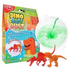 Dino Baff Dust 2 Packungen zum Baden und 2 Dinosaurier-Figuren von Zimpli Kids, magisches Badepulver mit Blasen für Kinder, Geschenk für Kinder, Dinosauriergeschenke für Jungen